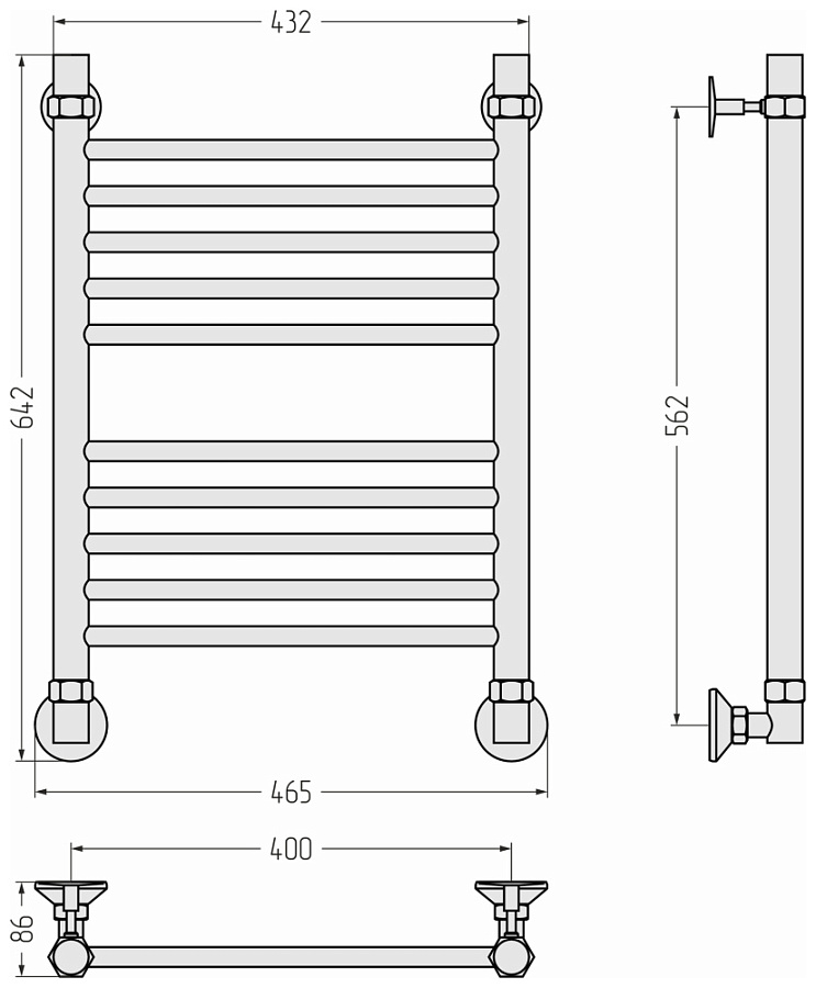 Водяной полотенцесушитель Стилье Аксиома-10 600х400, Без покрытия, арт.00661-6040