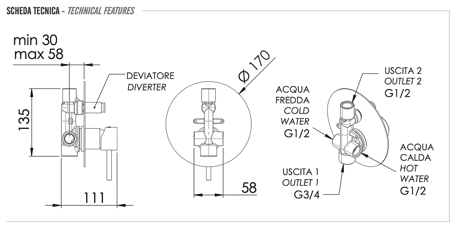 Смеситель для душа Remer X Style X09L , хром