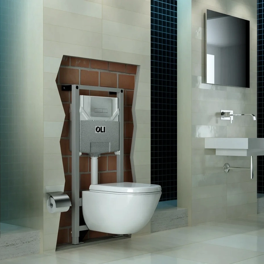Кнопка смыва механическая OLI Narrow 152942 черная soft-touch