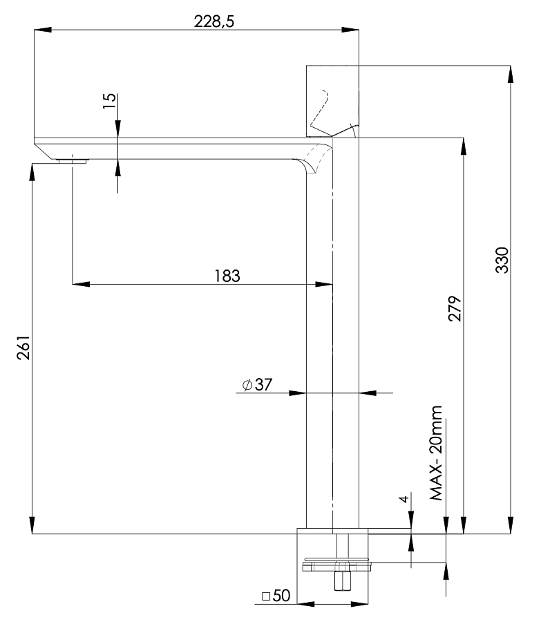 Смеситель для раковины Remer Edge EG512LXL, хром