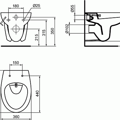 Подвесной унитаз с функцией биде Ideal Standard ECCO-EUROVIT W705501