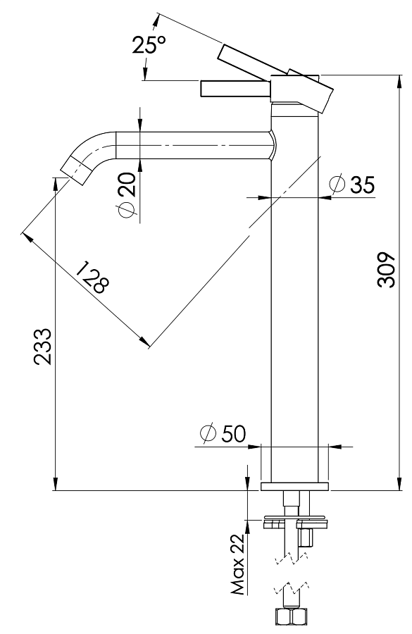 Смеситель для раковины Remer Metrica MC11LXL, хром