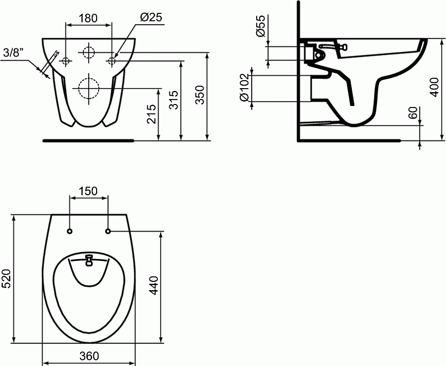 Подвесной унитаз с функцией биде Ideal Standard ECCO-EUROVIT W705501