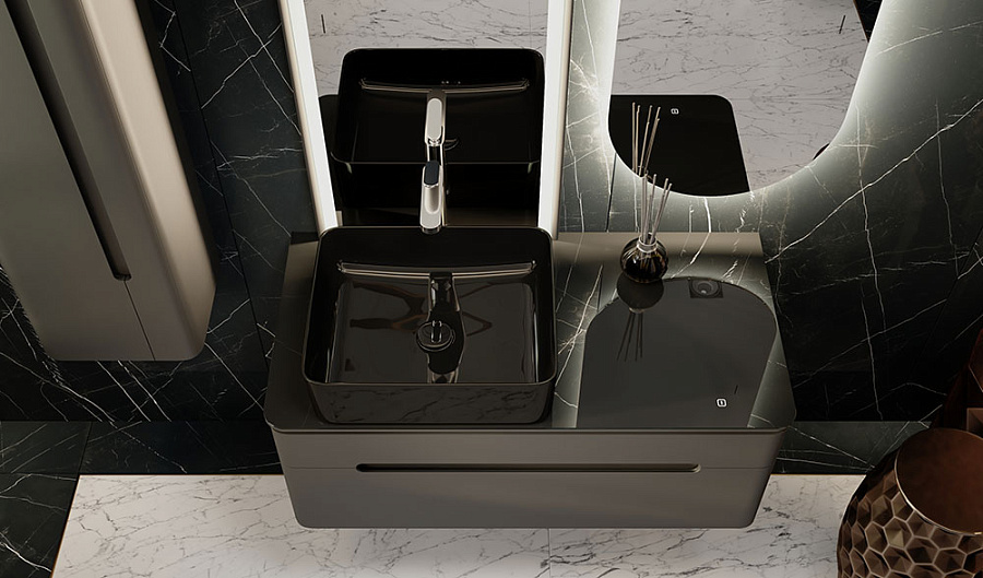 Тумба под умывальник Jorno Shine 100 подвесной антрацит