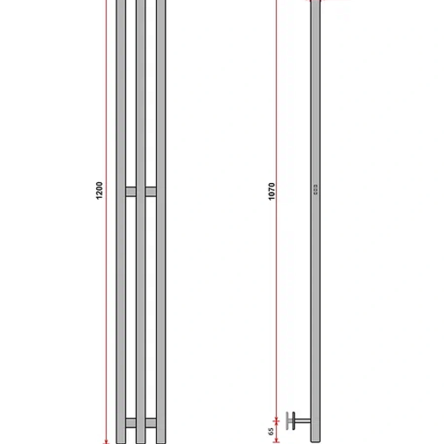 Стойка TRIO квадрат 120х1200 Полотенцесушитель TERMINUS золото, арт.4814937014230Золото