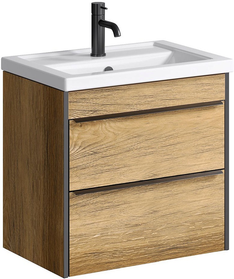 Тумба Aqwella Fargo 60 с умывальником в комплекте дуб балтийский