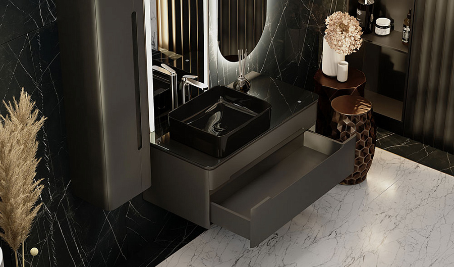 Тумба под умывальник Jorno Shine 100 подвесной антрацит