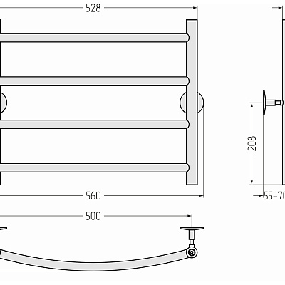 Водяной полотенцесушитель Стилье Универсал-50 500х500 (4) Г 21, Без покрытия, арт.00650-5050