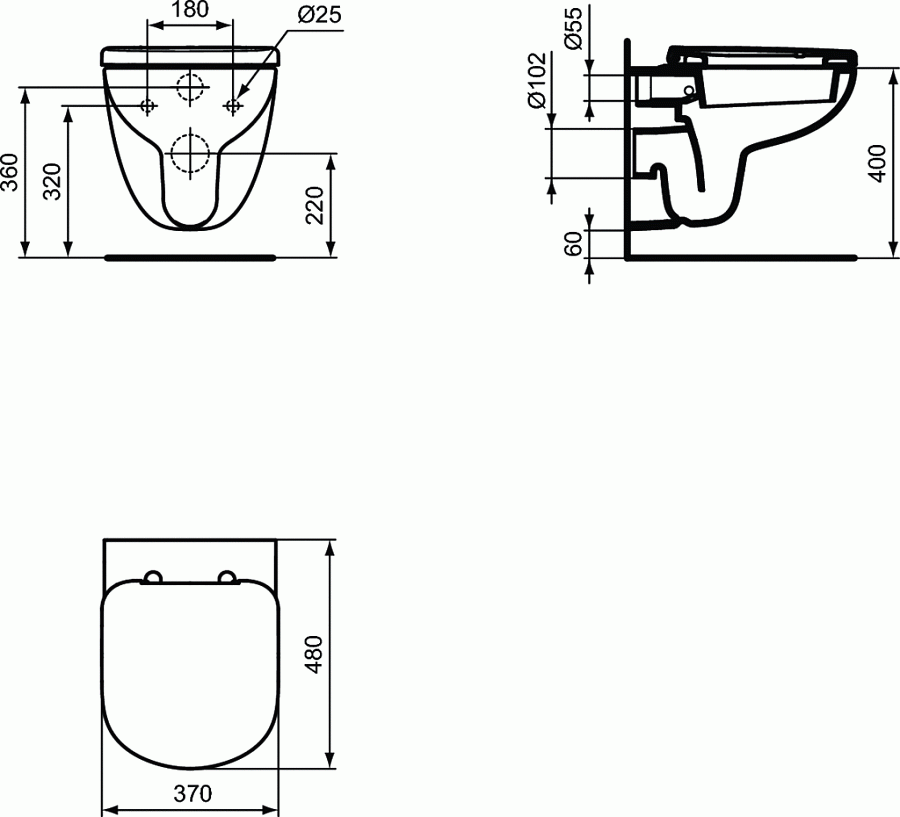 Подвесной унитаз, глубокий смыв Ideal Standard TEMPO T328801