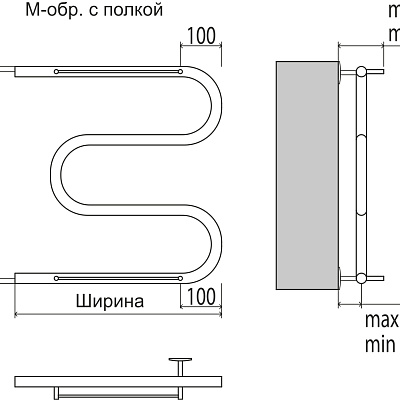 М-обр с/п AISI 32х2 500х400 Полотенцесушитель TERMINUS, арт.4620768880322