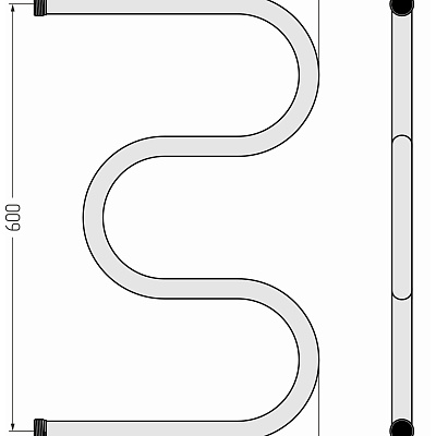 Водяной полотенцесушитель Стилье М-образный 600х400 резьба-сгон 1", Без покрытия, арт.00004-6040
