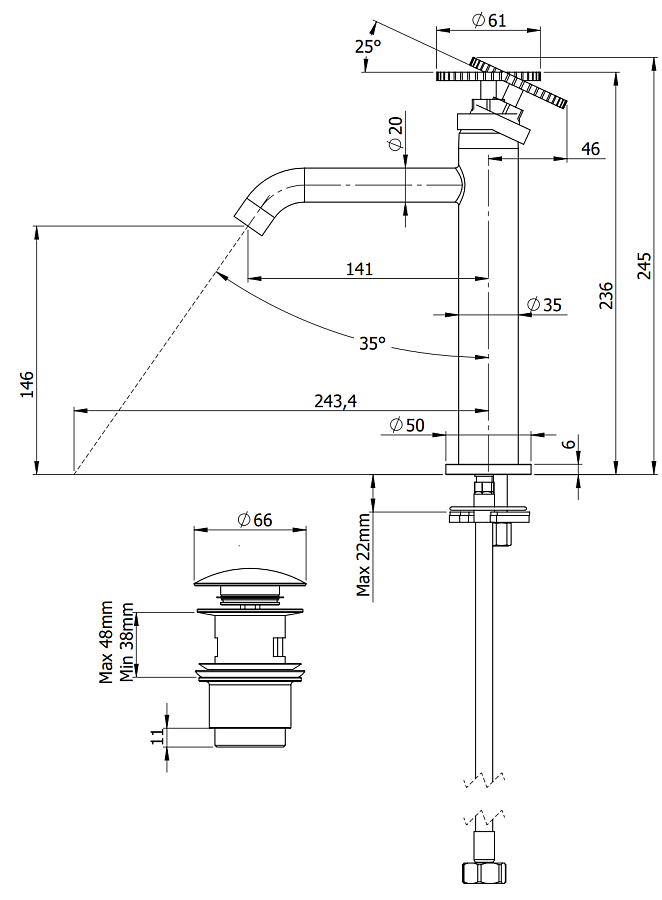 Смеситель для раковины Remer Chrono CH10ACC, хром