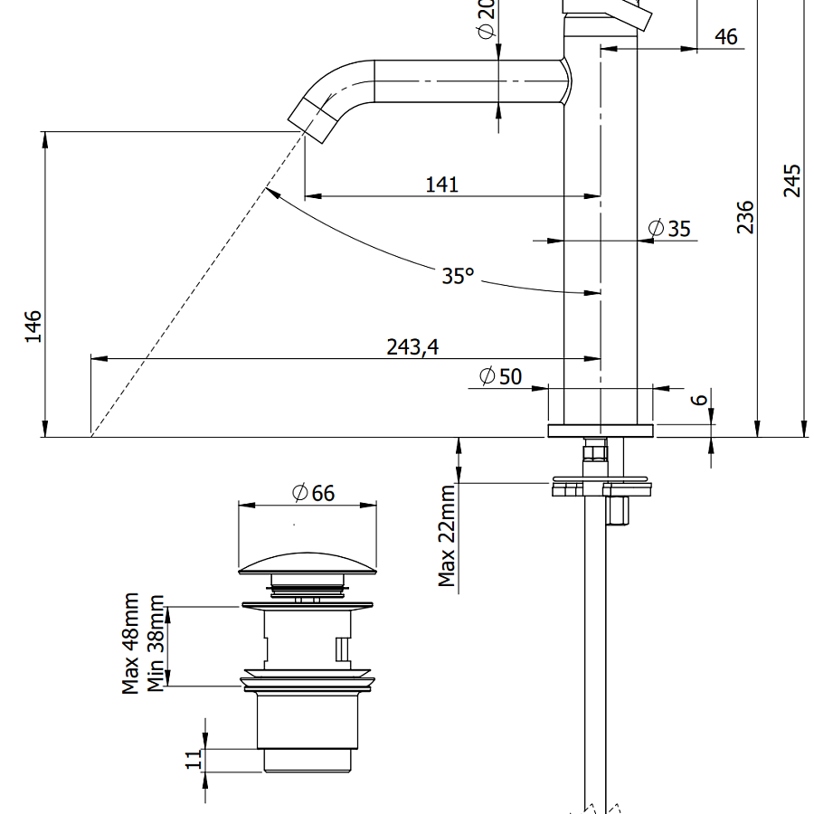 Смеситель для раковины Remer Chrono CH10ACC, хром