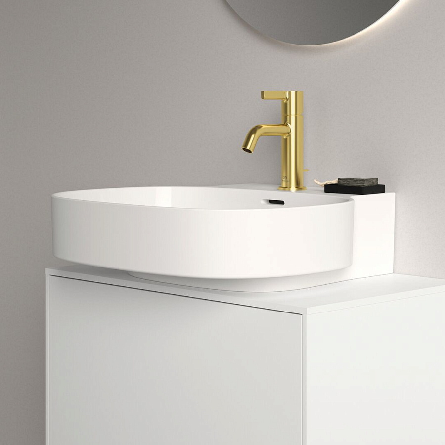 Раковина Ideal Standard Atelier Linda-X 50x48 см T498101 с переливом, шлифованный низ, белый глянцевый