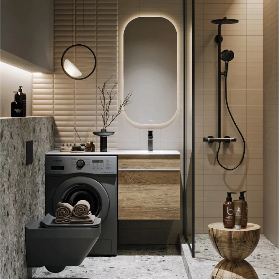 Тумба под раковину Aqwella Terra TER01051DB 53,5 см, подвесная, над стиральной машиной, дуб балтийский