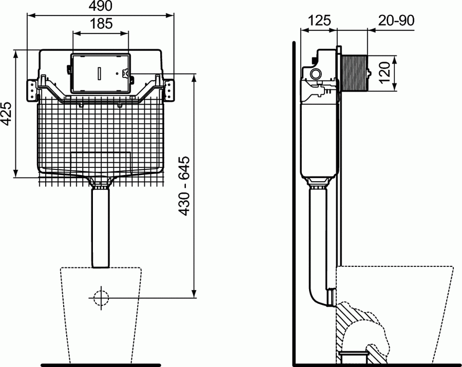 Бачок для приставного унитаза Ideal Standard ProSys 120M R015667 (механический)