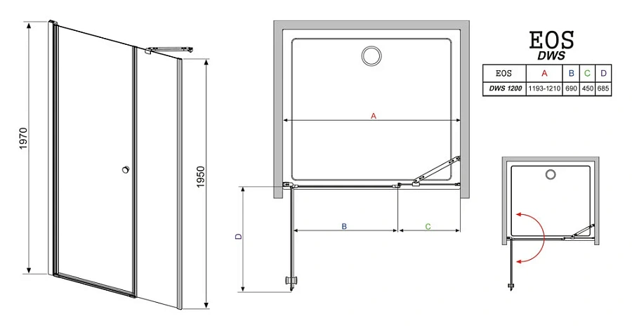 Душевая дверь в нишу Radaway EOS DWS 120 L 137992-01-01L