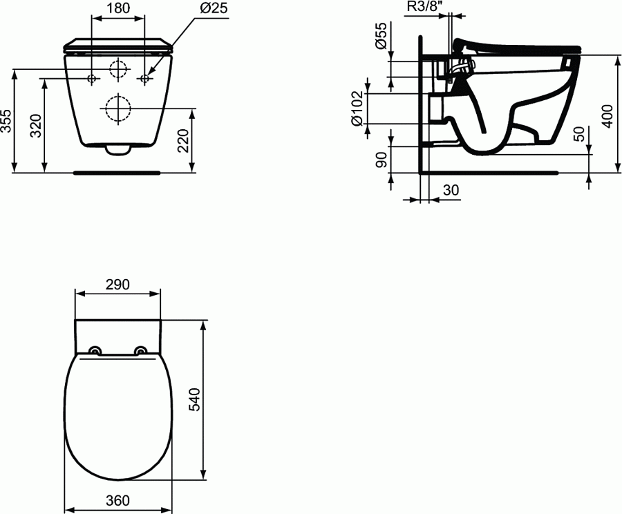 Подвесной унитаз с полностью скрытым креплением Ideal Standard CONNECT E772101
