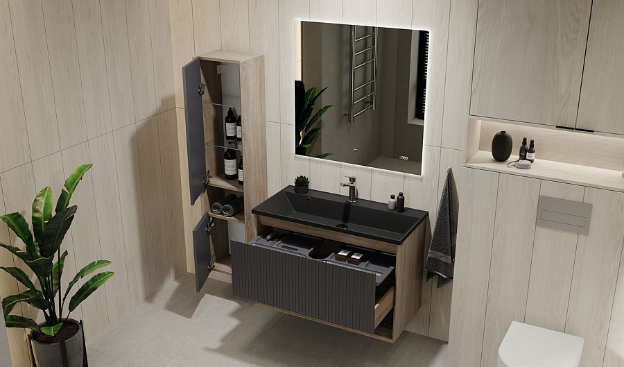 Тумба Jorno Tossony 90 подвесная Дуб Самдал/Антрацит