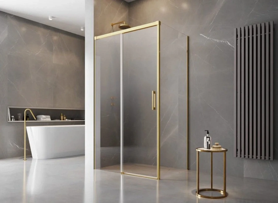 Душевая дверь Radaway Idea Gold KDJ 100 х 200.5 см, стекло прозрачное, профиль золото, левая, 387040-09-01L