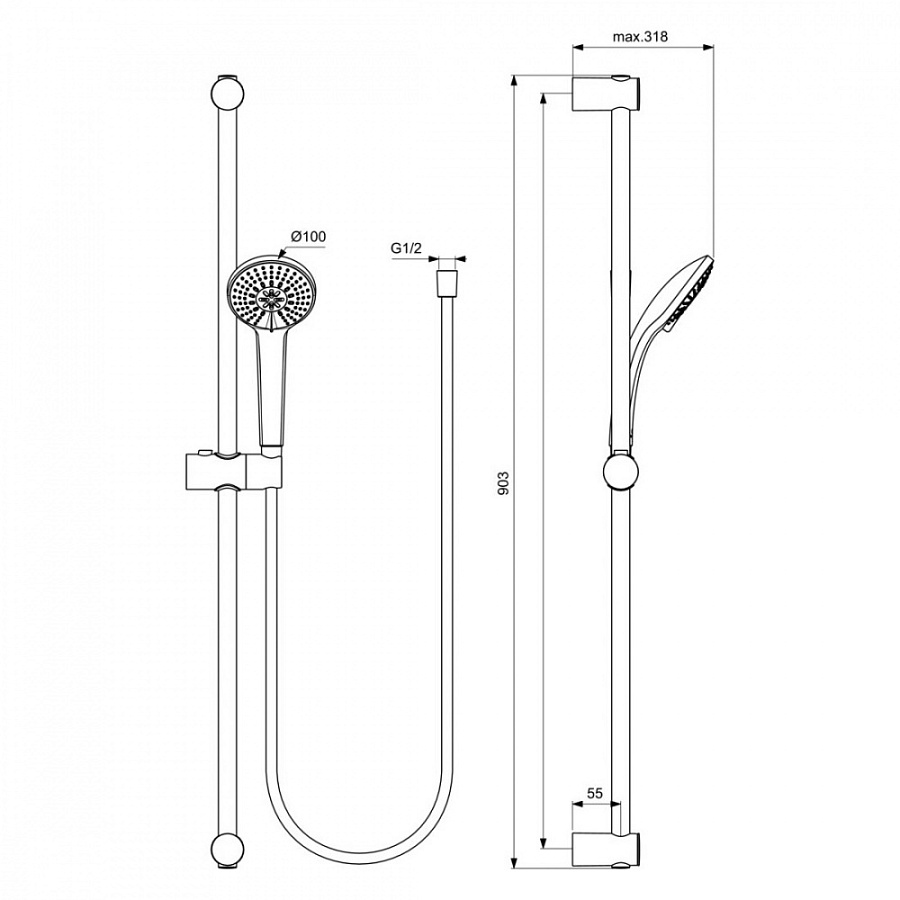 Промо набор для ванной Ideal Standard Ceratherm T100 BC985AA, с термостатическим смесителем