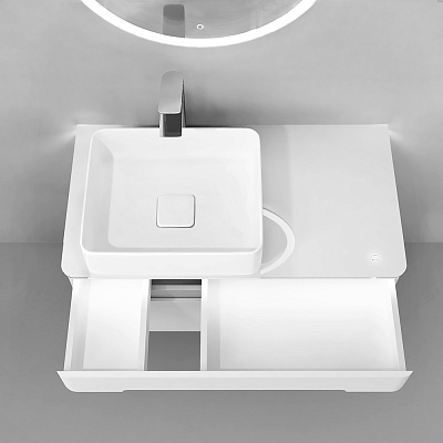 Тумба под умывальник Jorno Shine 90 подвесной белая