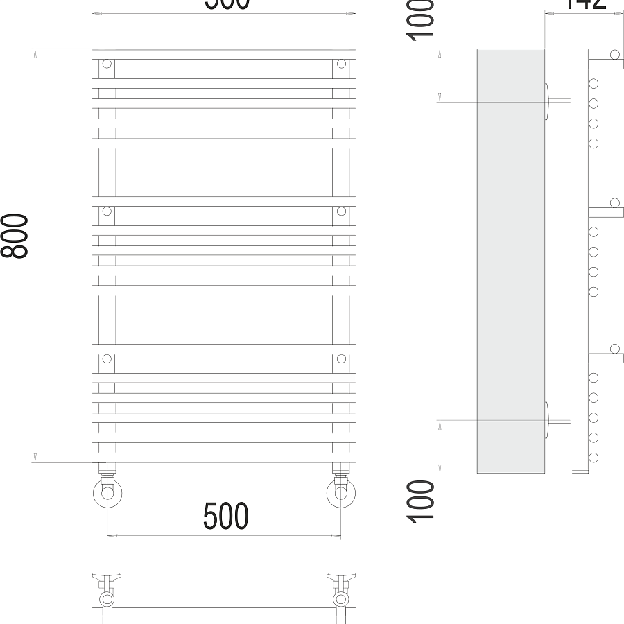 Вента люкс П16 500х800 Полотенцесушитель TERMINUS, арт.4670078529510