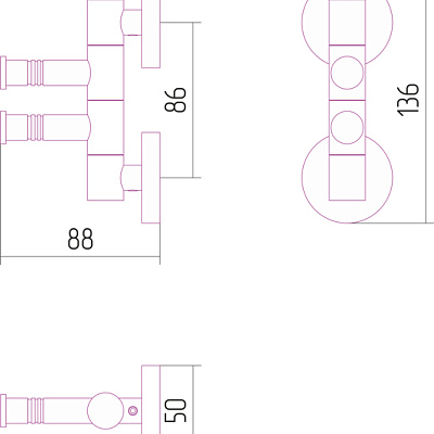 Держатель полотенец ВЕЕР-2 поворотный / L 88 (Золото), арт.03-3010-2088