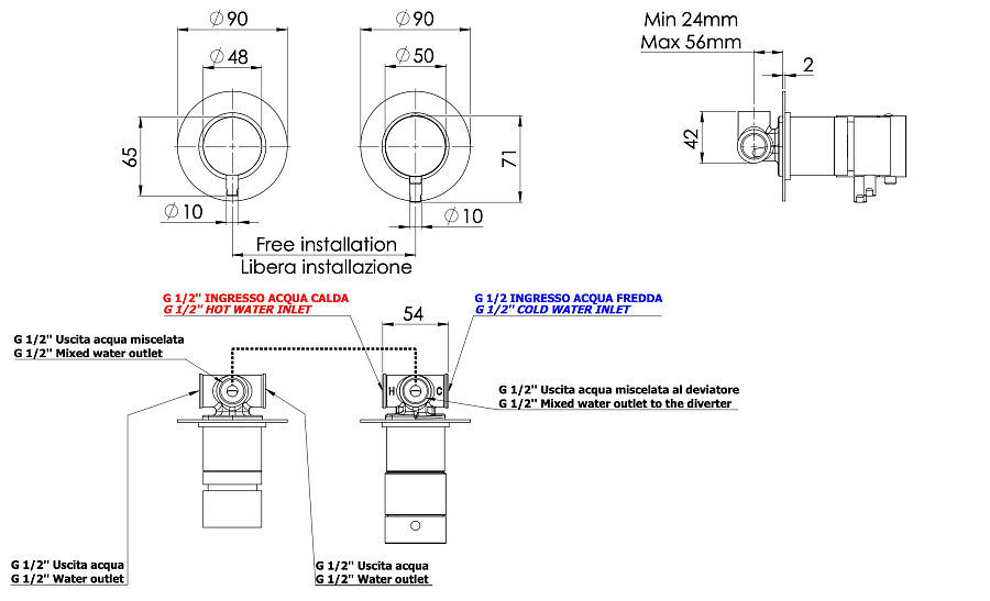 Смеситель термостатический для душа Remer X Style XT96. хром