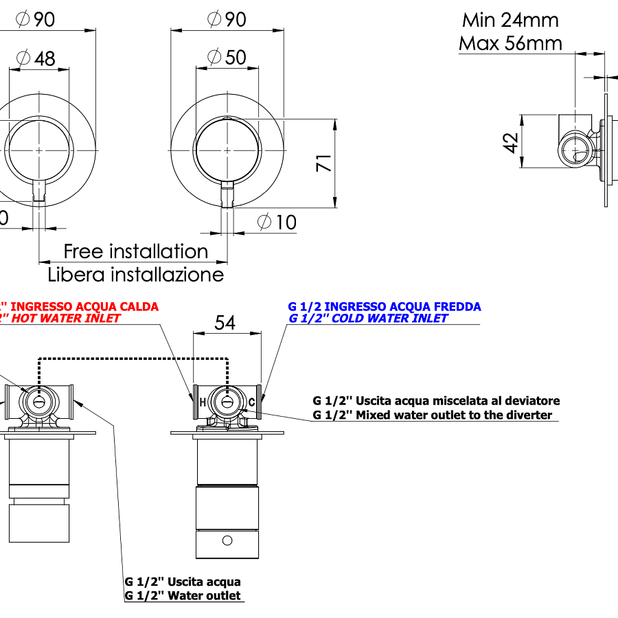 Смеситель термостатический для душа Remer X Style XT96. хром