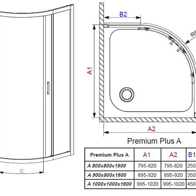 Душевой уголок Radaway Premium Plus A 90x190 стекло фабрик