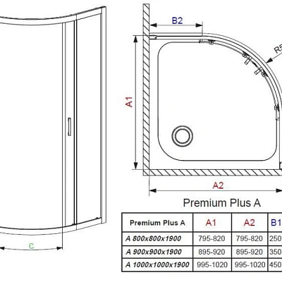 Душевой уголок Radaway Premium Plus A 90x190 стекло фабрик