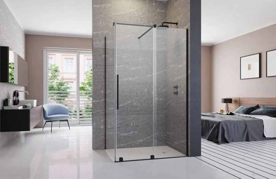 Душевая дверь Radaway Furo KDJ Black, 62,2 x 200 см, стекло прозрачное, профиль черный, правая, 10104622-54-01R