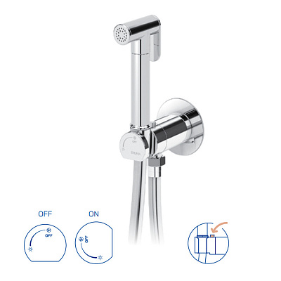 Гигиенический душ Bruma, угол открытия 180 °. Ручной душ из латуни - EloR 145 110 3GR GRAPHITE