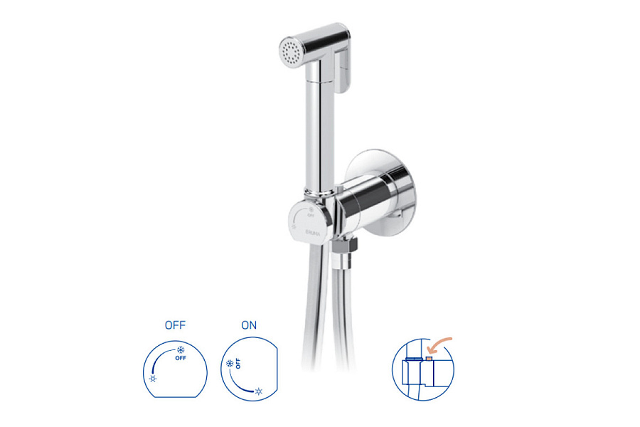 Гигиенический душ Bruma, угол открытия 180 °. Ручной душ из латуни - EloR 145 110 3GR GRAPHITE