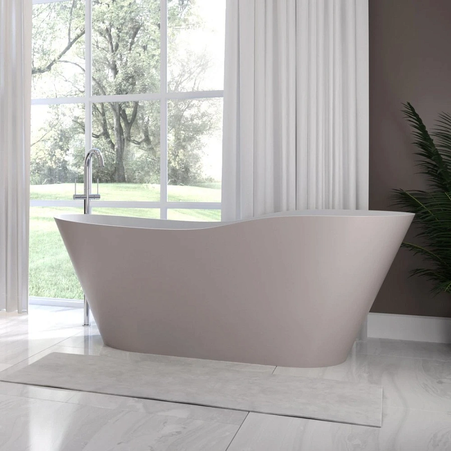 Ванна каменная Holbi Afrodita Solid Surface 161x68 белый матовый