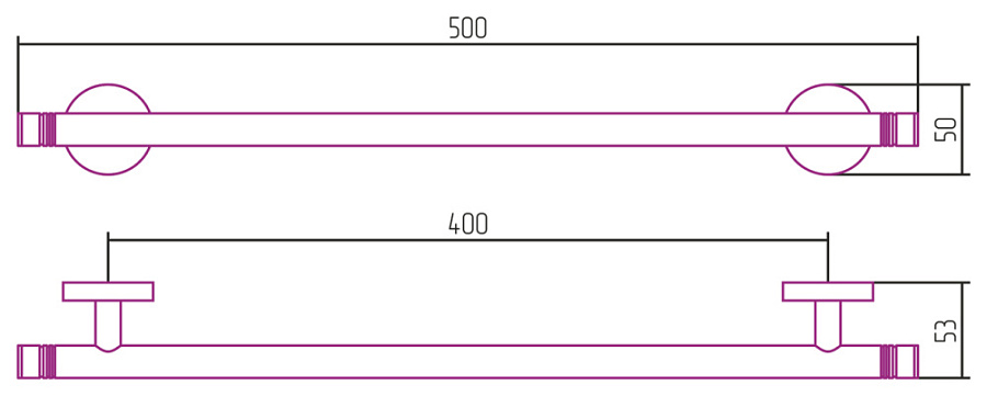 Держатель полотенец КАНЬОН одинарный / L 500 (Золото), арт.03-3001-0500