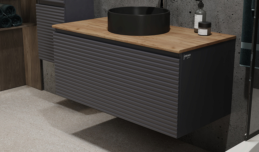 Тумба Jorno Cossety 100 подвесная Антрацит/Дуб Крафт золотой