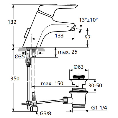 Смеситель Ideal Standard CeraMix Blue A5655AA для биде