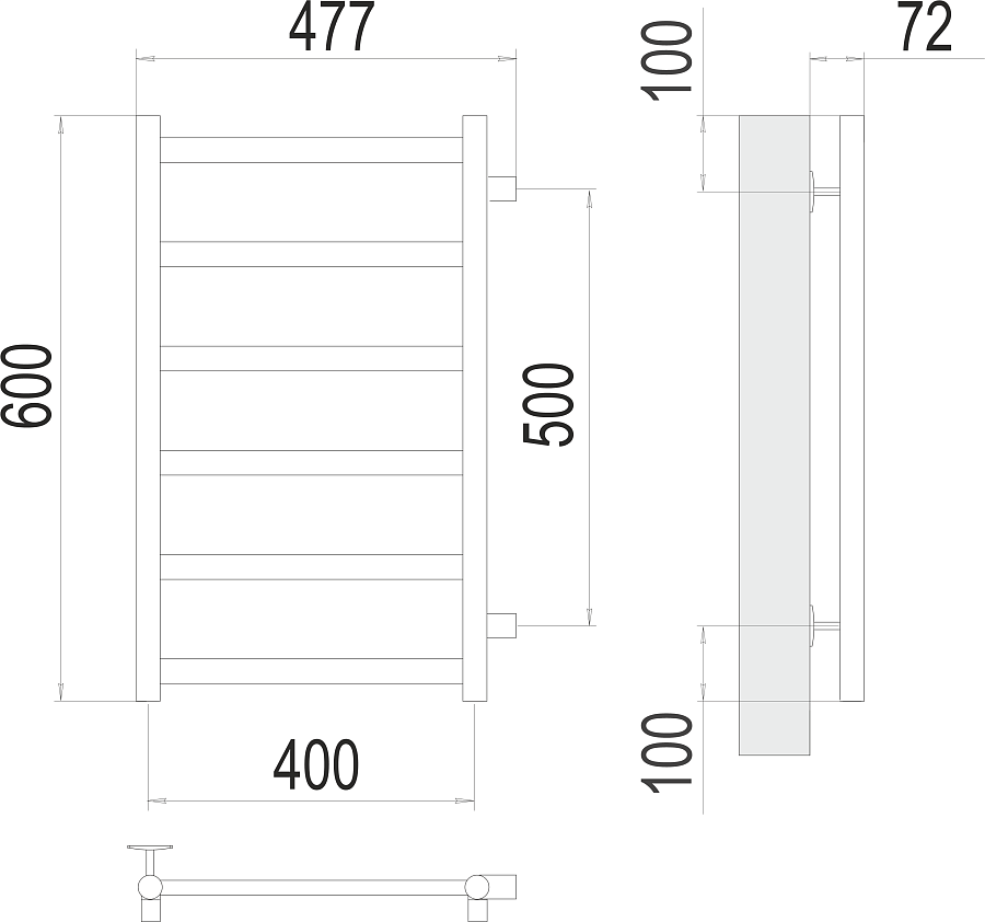 Аврора П6 400х600 бп500 Полотенцесушитель TERMINUS, арт.4670078529862