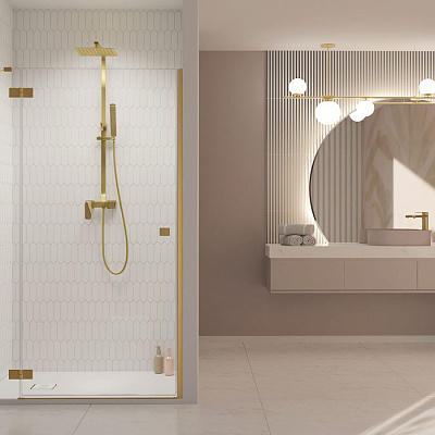 Душевая дверь Radaway Essenza Pro Brushed Gold DWJ 100x200 L стекло прозрачное/профиль брашированное золото