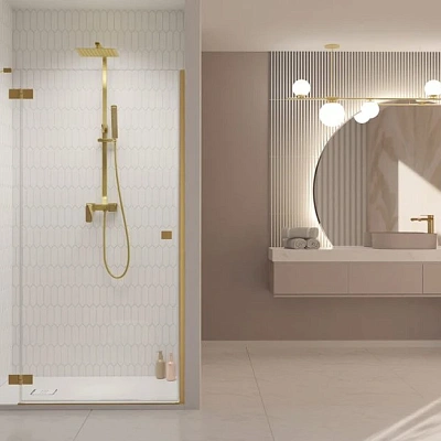 Душевая дверь Radaway Essenza Pro Brushed Gold DWJ 100x200 L стекло прозрачное/профиль брашированное золото