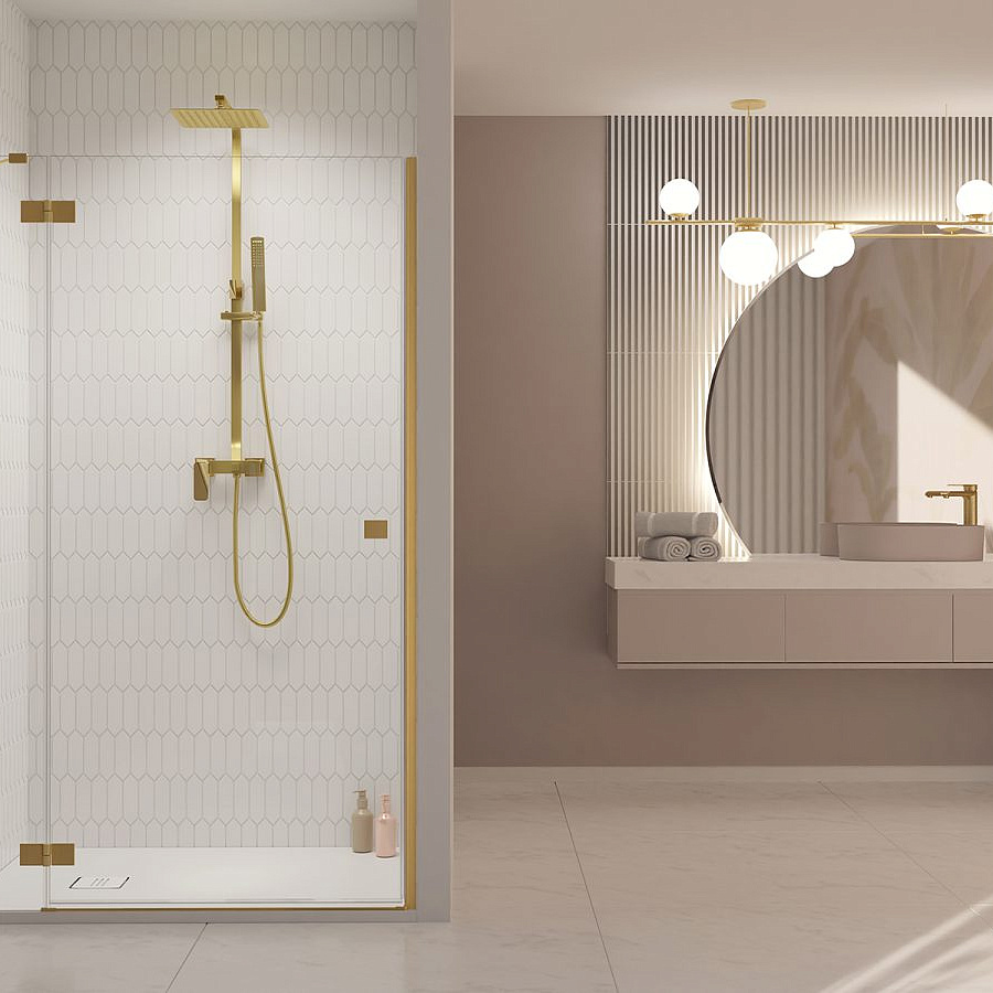 Душевая дверь Radaway Essenza Pro Brushed Gold DWJ 100x200 L стекло прозрачное/профиль брашированное золото