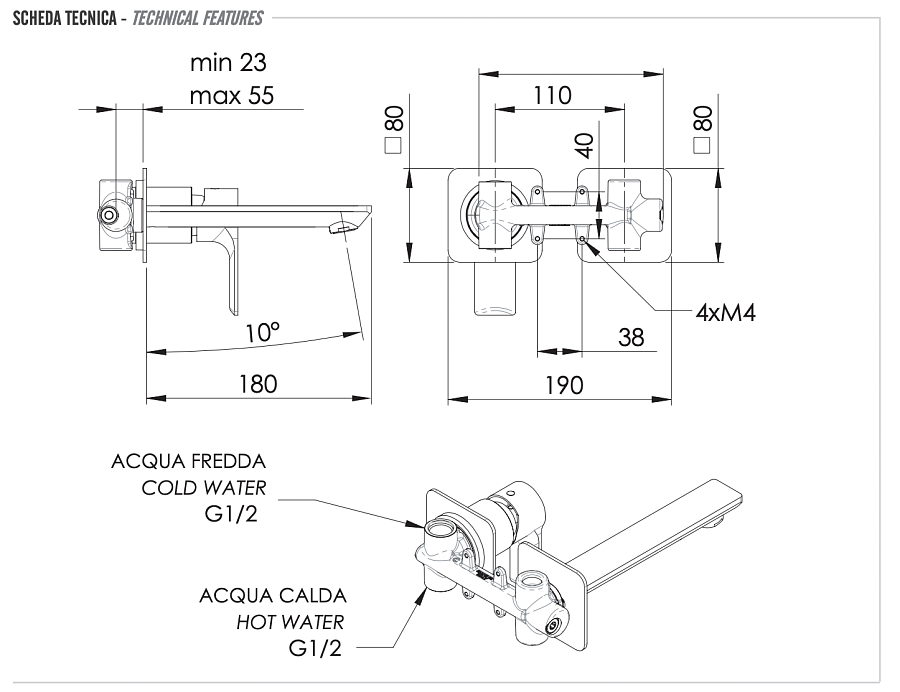 Смеситель для раковины Remer Energy EY15P, хром