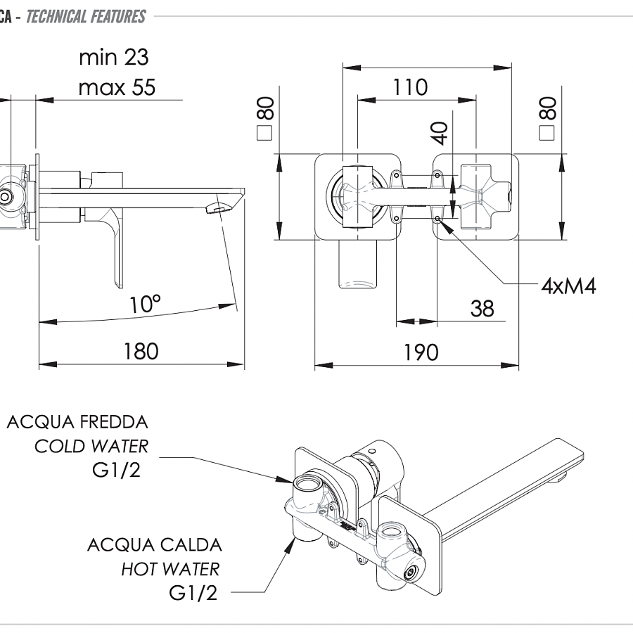 Смеситель для раковины Remer Energy EY15P, хром