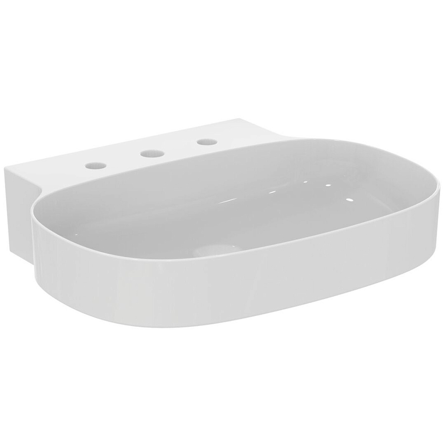 Раковина Ideal Standard Atelier Linda-X 60x50 см T498901 без перелива на три отверстия, шлифованный низ, белый глянцевый
