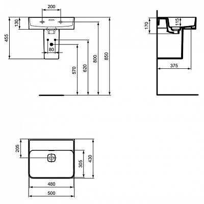 Раковина Ideal Standard Strada II 50 см, белый, T363701