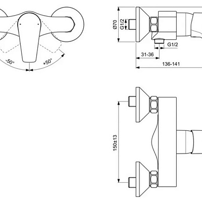 Смеситель Ideal Standard Cerafine Model D для душа, хром, BC493AA