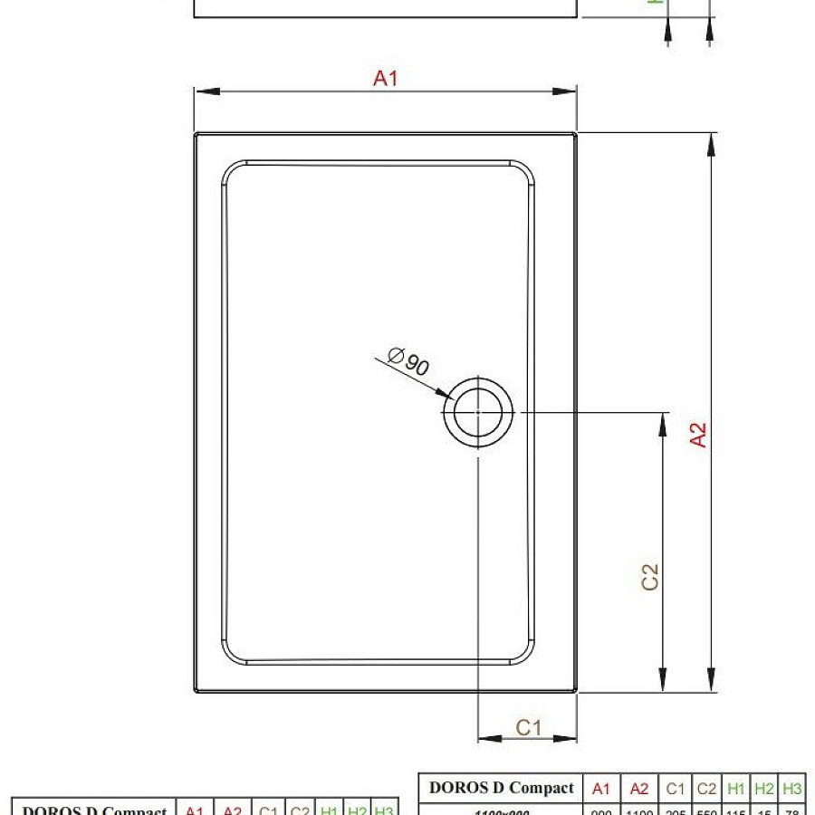 Душевой поддон Radaway Doros D Compact 100x90