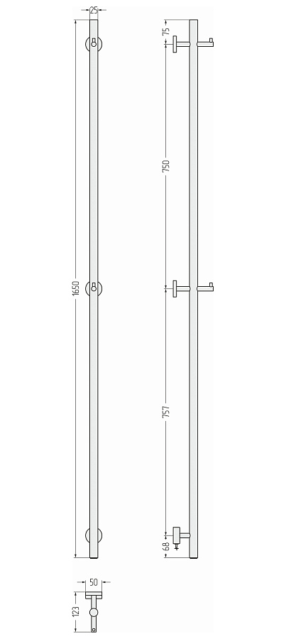 Электрический полотенцесушитель Сунержа Аскет 1650, RAL 7013 Коричнево-серый, арт.7013-0850-1650